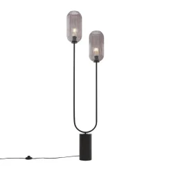 Staande Lampen-QAZQA vloerlampen rid zwart e27