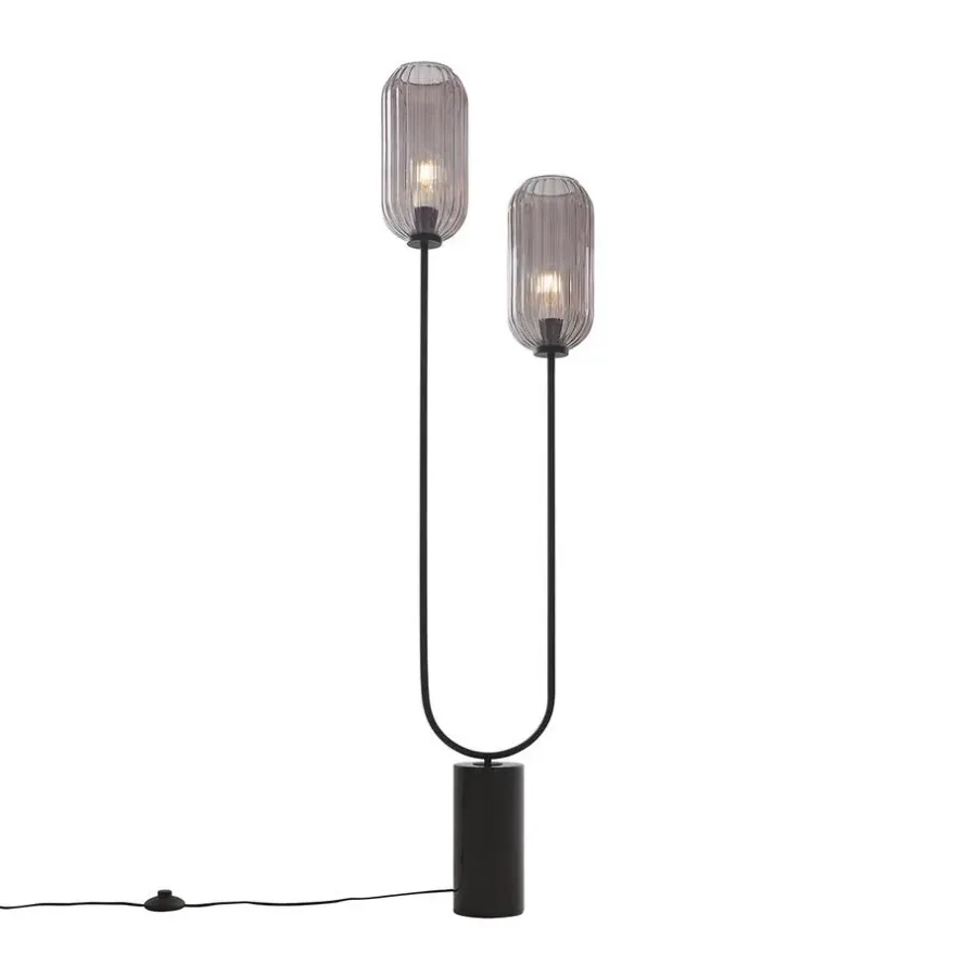 Staande Lampen-QAZQA vloerlampen rid zwart e27