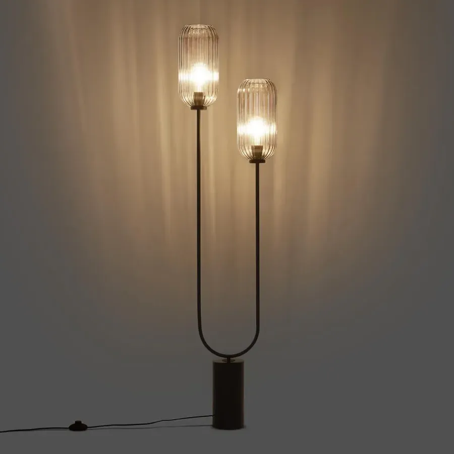 Staande Lampen-QAZQA vloerlampen rid zwart e27