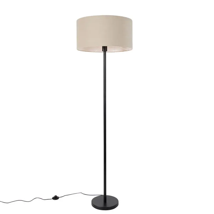 QAZQA vloerlampen simplo stof zwart e27