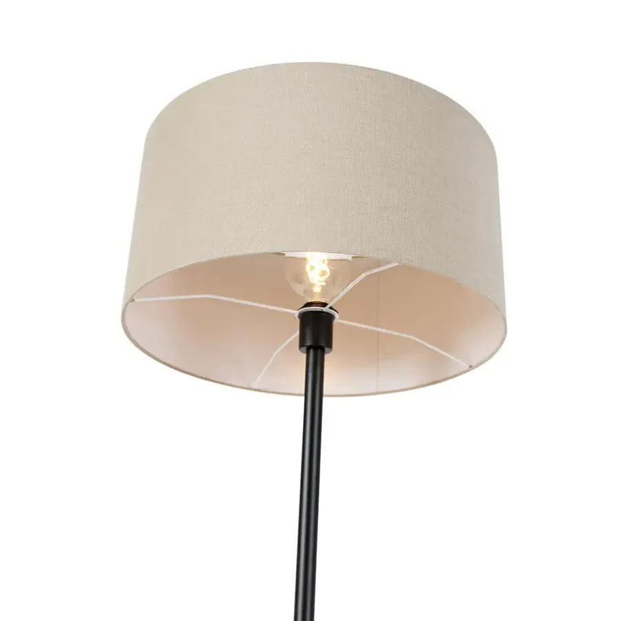QAZQA vloerlampen simplo stof zwart e27