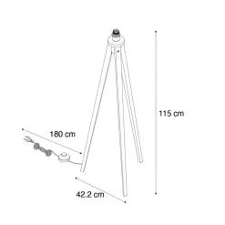 QAZQA vloerlampen tripod_classic bruin e27