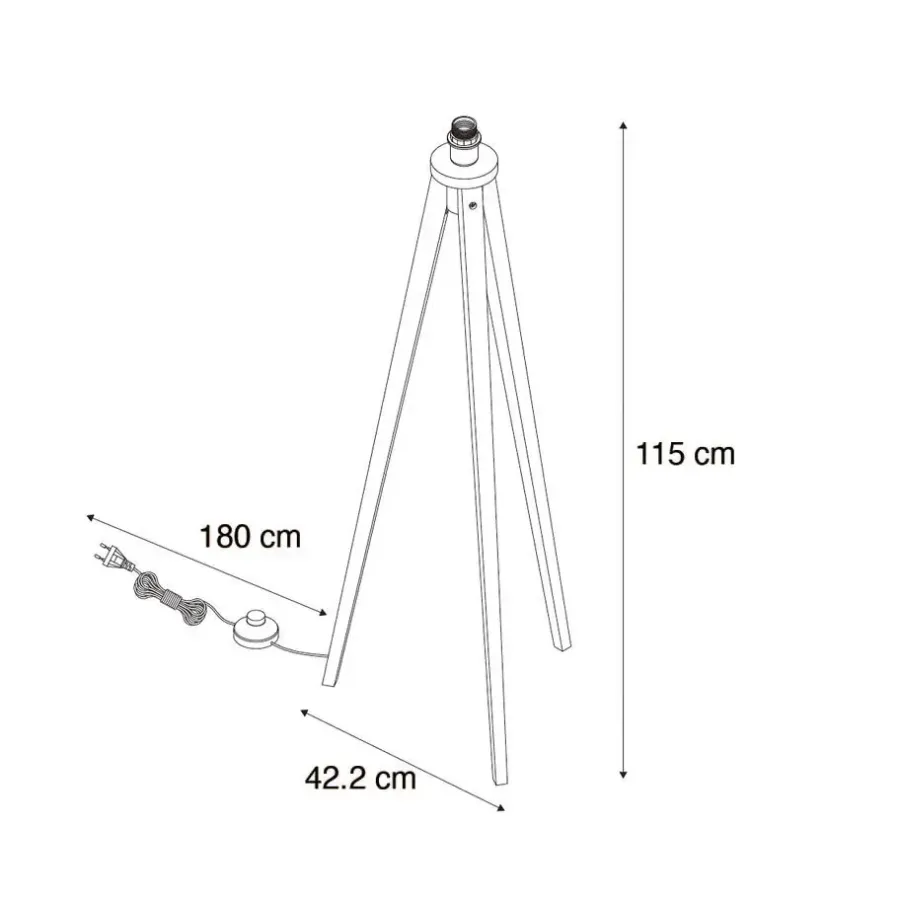 QAZQA vloerlampen tripod_classic bruin e27