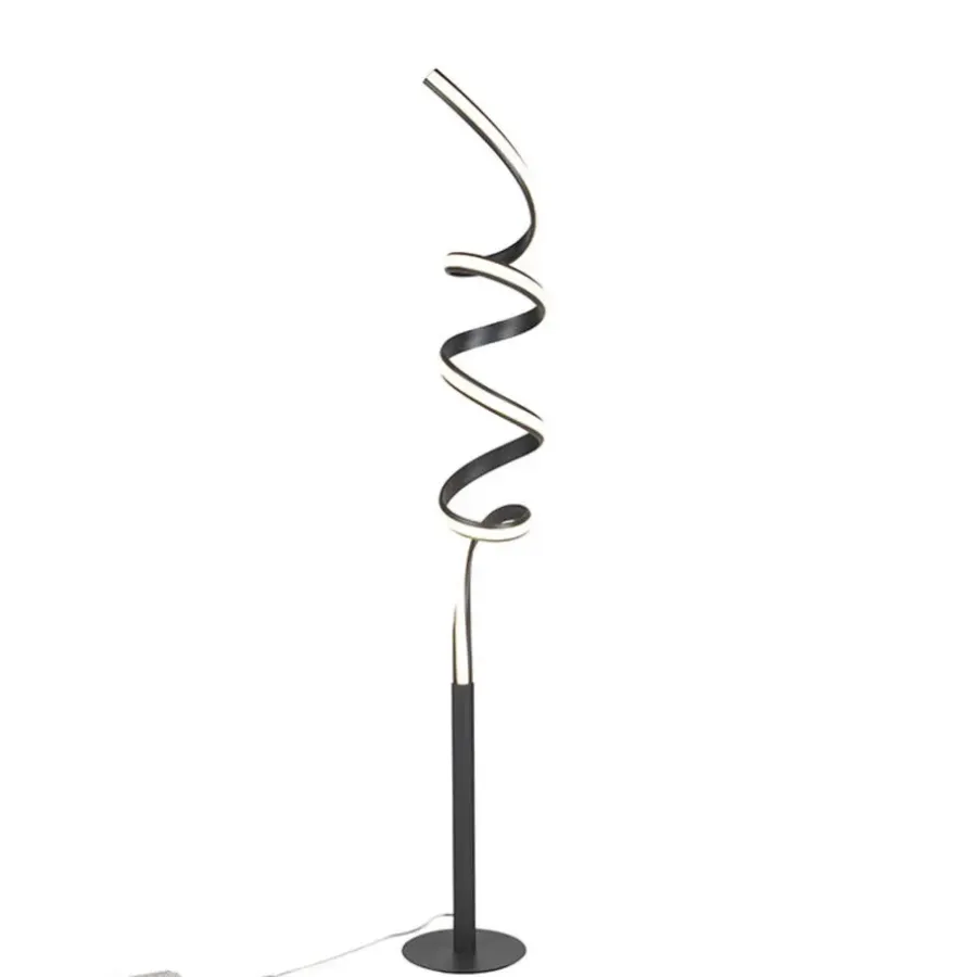 Staande Lampen-QAZQA vloerlampen twisted fl zwart geïntegreerde led