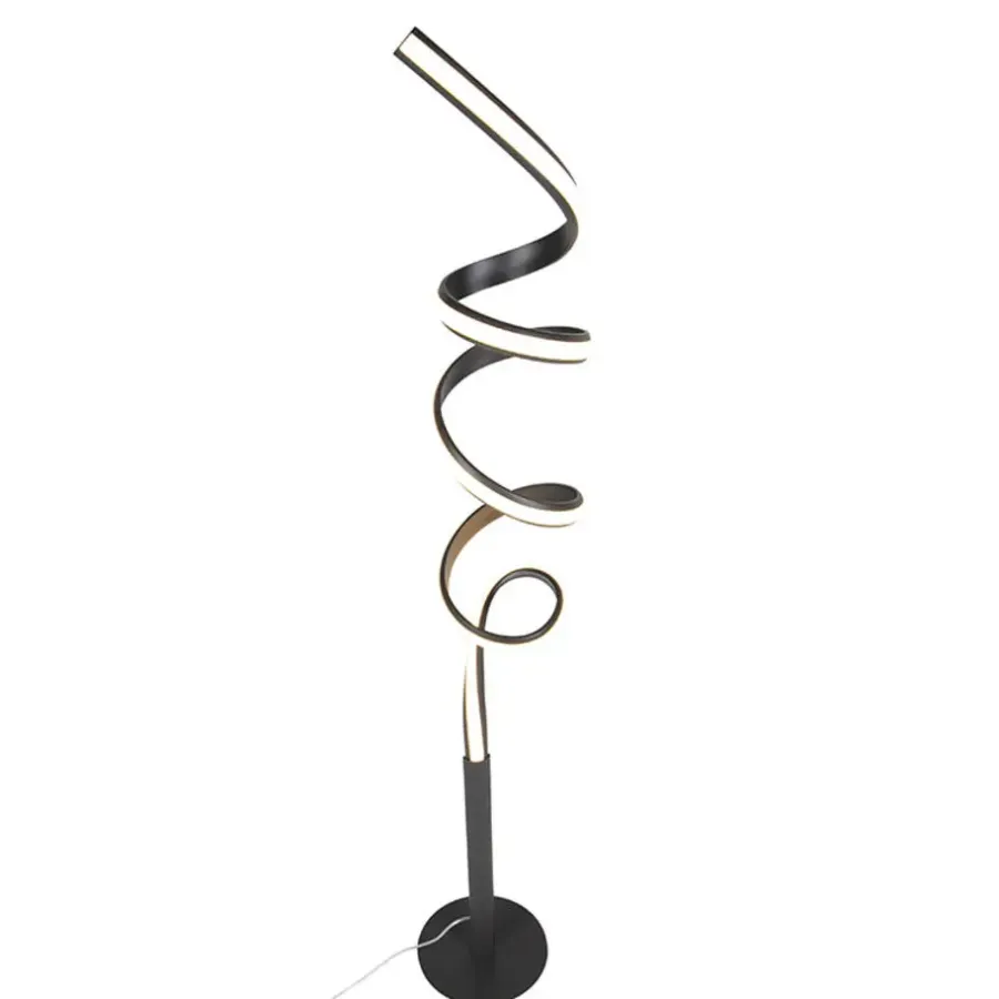 Staande Lampen-QAZQA vloerlampen twisted fl zwart geïntegreerde led