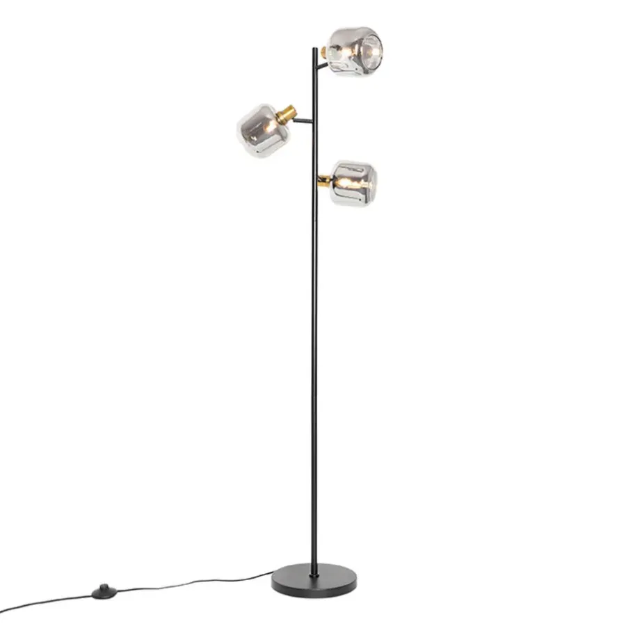 Staande Lampen-QAZQA vloerlampen zuzanna grijs e14