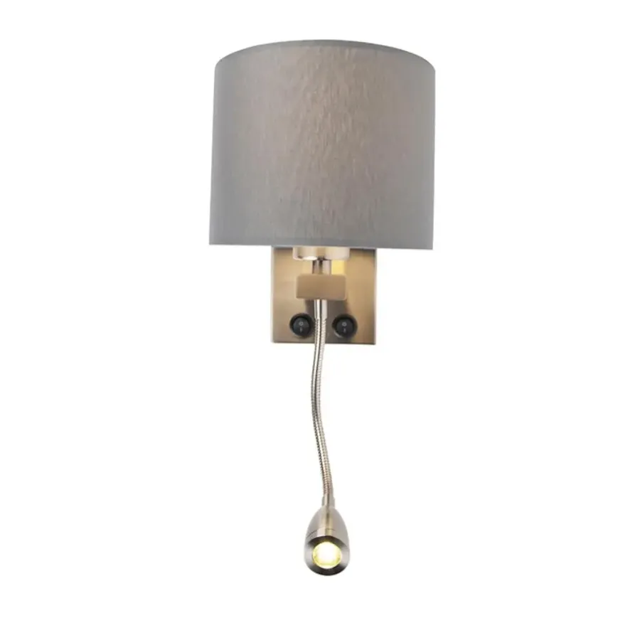 QAZQA wandlampen brescia combi grijs e27