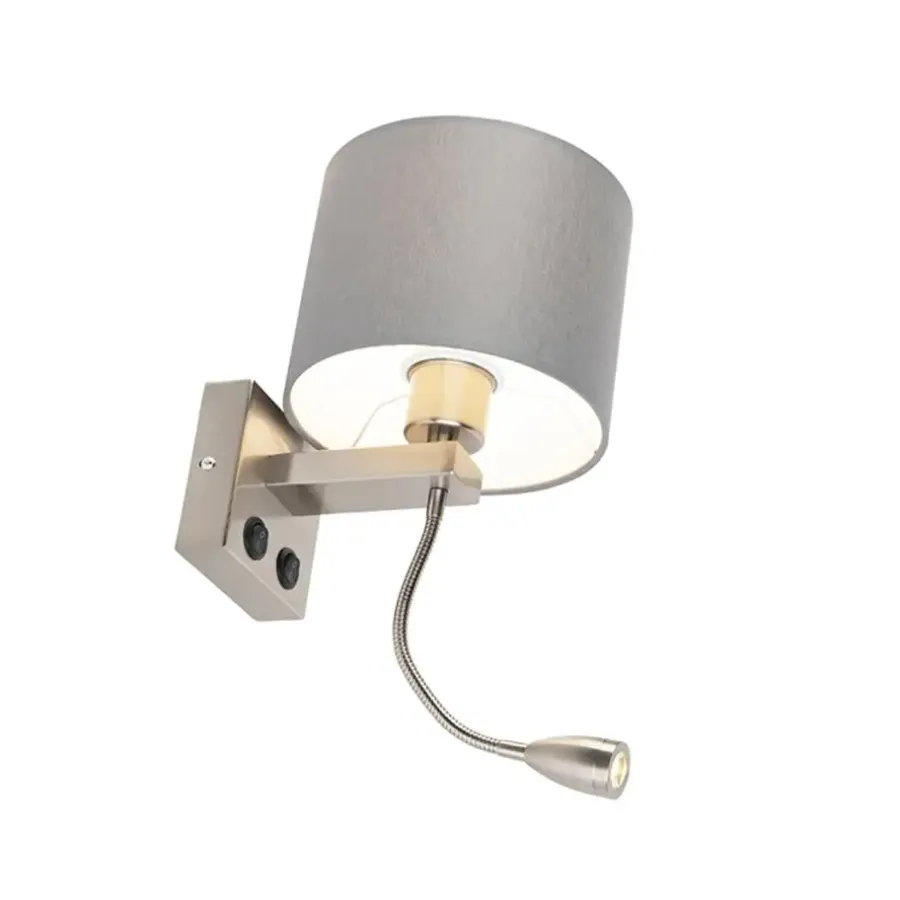 QAZQA wandlampen brescia combi grijs e27