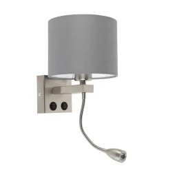 QAZQA wandlampen brescia combi grijs e27