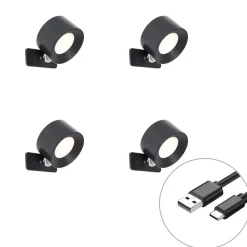 QAZQA wandlampen bright zwart geïntegreerde led
