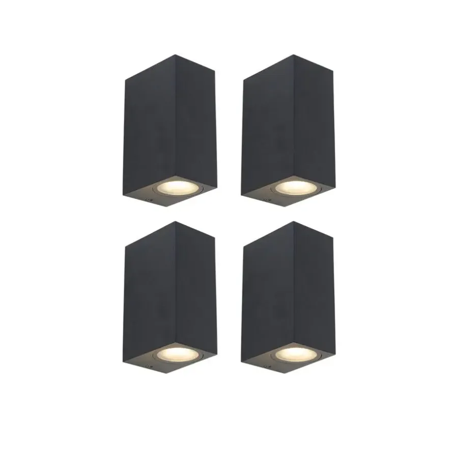 QAZQA wandlampen buiten baleno zwart gu10