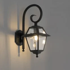 QAZQA wandlampen buiten berta zwart e27