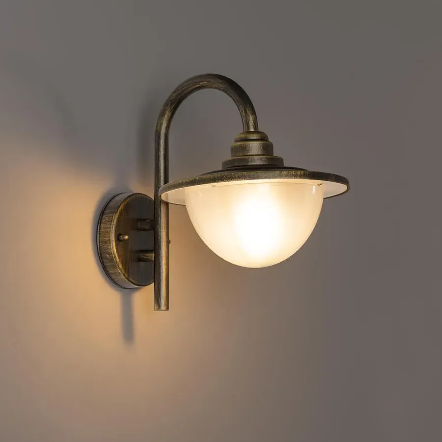 Buitenverlichting|Wandlampen-QAZQA wandlampen buiten bruges goudkleurig e27