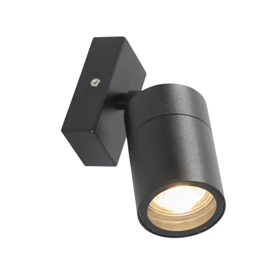 Wandlampen-QAZQA wandlampen buiten solo zwart gu10