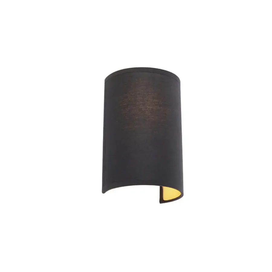 Wandlampen-QAZQA wandlampen drum zwart e27