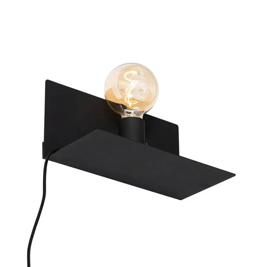 Wandlampen-QAZQA wandlampen muro zwart e27