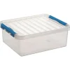 Opbergboxen-Sunware Q-line opbergbox 25L transparant blauw