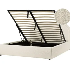 Beliani QUILLIEN - Bed met opbergruimte - Beige - 140 x 200 cm - Polyester