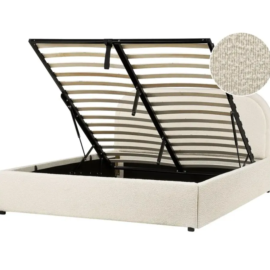 Beliani QUILLIEN - Bed met opbergruimte - Beige - 140 x 200 cm - Polyester