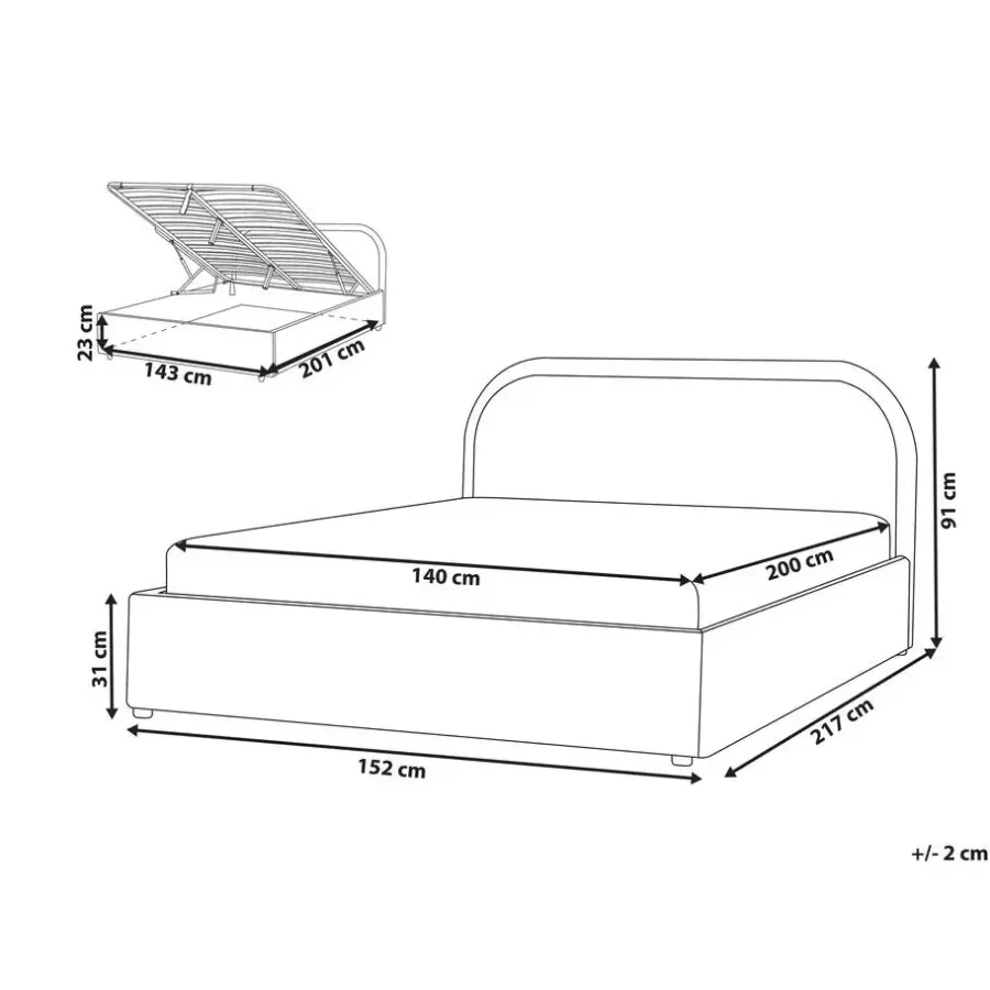 Beliani QUILLIEN - Bed met opbergruimte - Beige - 140 x 200 cm - Polyester