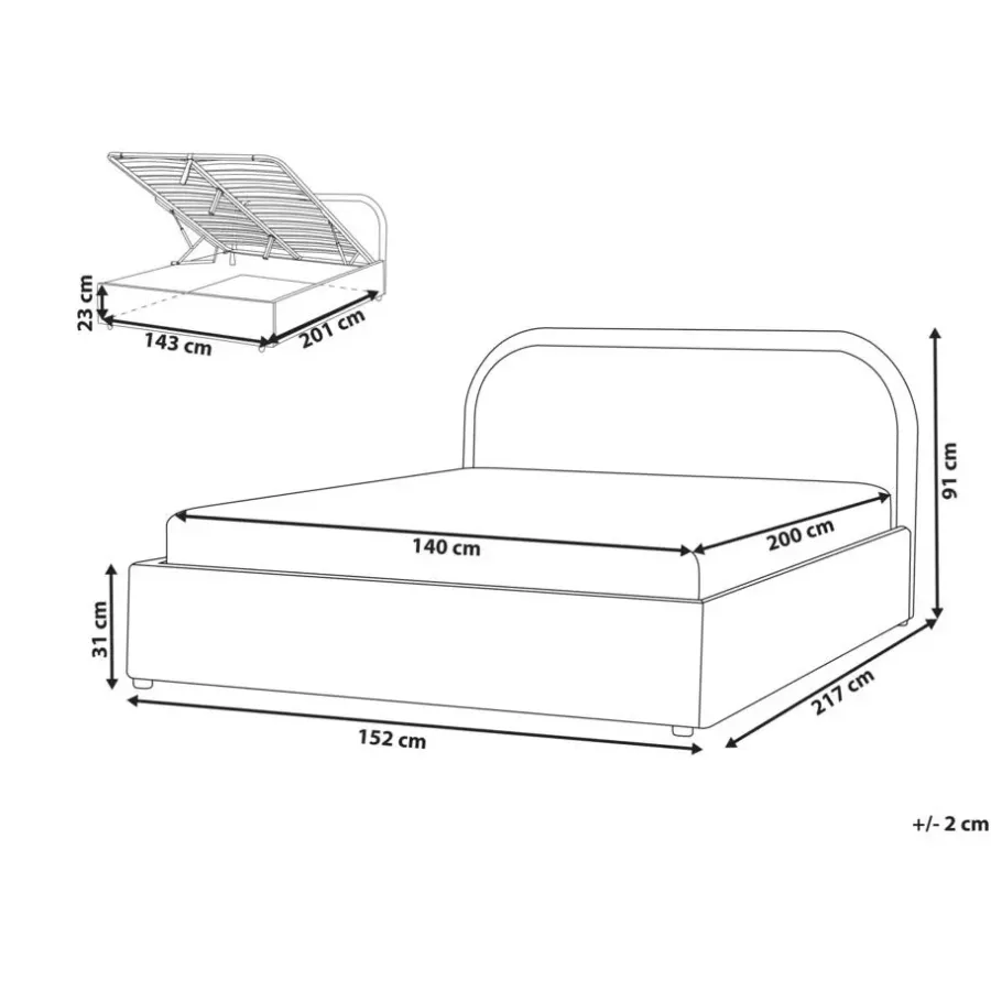 Beliani QUILLIEN - Bed met opbergruimte - Beige - 140 x 200 cm - Polyester