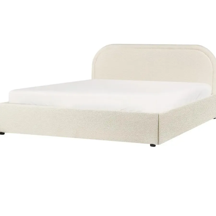 2-Persoons Bedden-Beliani QUILLIEN - Bed met opbergruimte - Beige - 160 x 200 cm - Polyester
