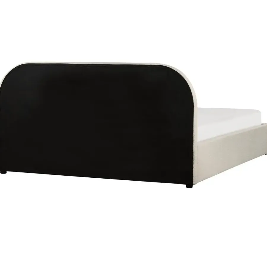 2-Persoons Bedden-Beliani QUILLIEN - Bed met opbergruimte - Beige - 160 x 200 cm - Polyester