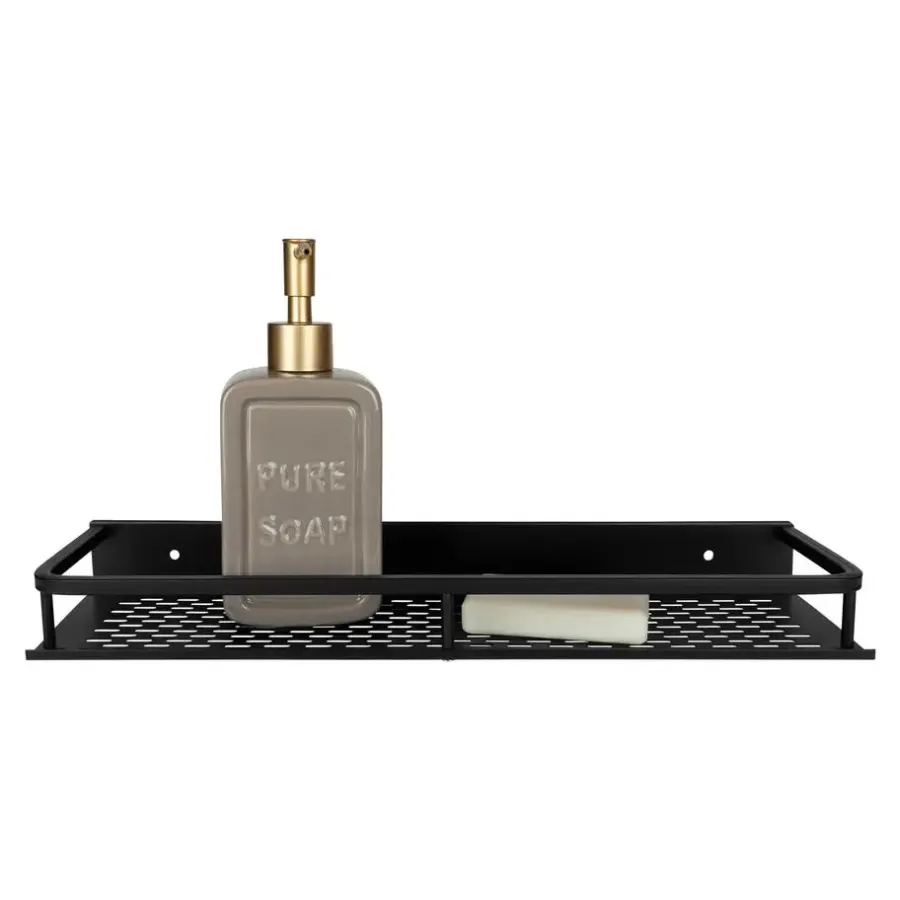 Wandplanken-QUVIO Badkamer plankje Aluminium - Zwart - 40 cm