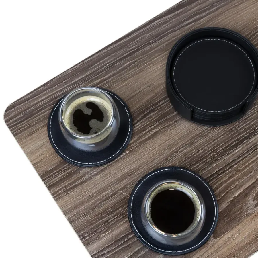 QUVIO Bijzettafel op wieltjes met opbergmandje - metaal + hout