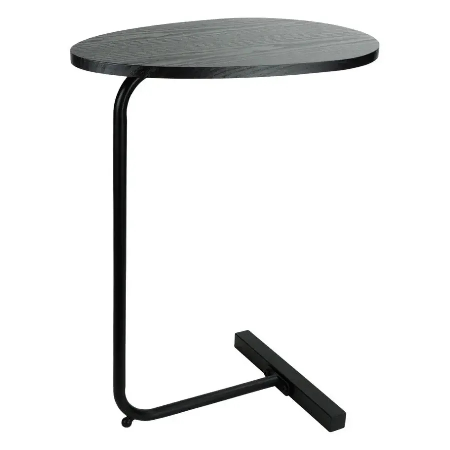 QUVIO Bijzettafel ovaal - 30 x 45 x 60 cm - Zwart