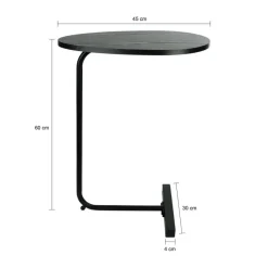 QUVIO Bijzettafel ovaal - 30 x 45 x 60 cm - Zwart