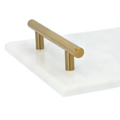 Dienbladen-QUVIO Dienblad met gouden hendels - Marmer - Wit