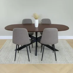QUVIO Eettafel Sofia - Deens ovaal - 180x90 cm - FSC - Walnoot bruin