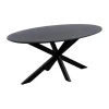 Industriële Eettafels-QUVIO Eettafel Sofia – Ovaal – 180x90 cm – Kruispoot – Zwart