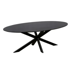 Industriële Eettafels|Houten Eettafels-QUVIO Eettafel Sofia – Ovaal – 220x100 cm – Kruispoot – Zwart