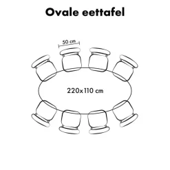 Industriële Eettafels|Houten Eettafels-QUVIO Eettafel Sofia – Ovaal – 220x100 cm – Kruispoot – Zwart