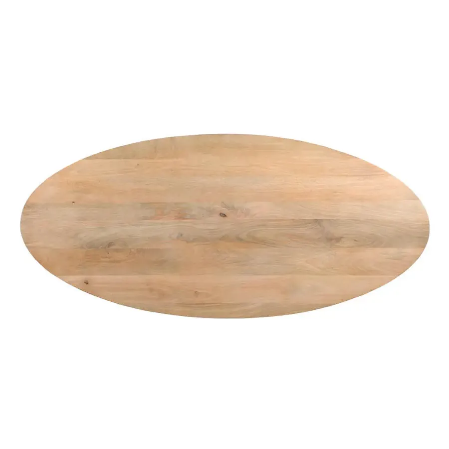 Industriële Eettafels|Houten Eettafels-QUVIO Eettafel Sofia – Ovaal – 220x100 cm – Kruispoot - Naturel