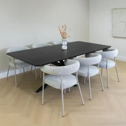 QUVIO Eettafel Sofia - Rechthoekig - FSC® - 220x110 cm - Zwart