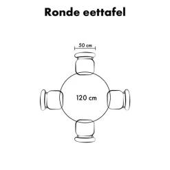 QUVIO Eettafel Sofia – Rond – Ø120 – Kruispoot – Naturel