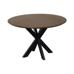 Industriële Eettafels|Ronde Eettafels-QUVIO Eettafel Sofia – Rond – Ø130 – Kruispoot – Bruin