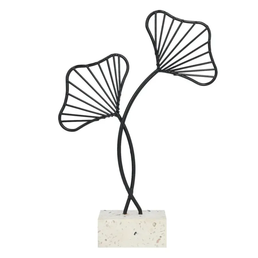 QUVIO Ginkgo blad op standaard - Woondecoratie - Zwart