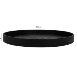 Dienbladen-QUVIO Houten dienblad rond - Zwart - 27 cm