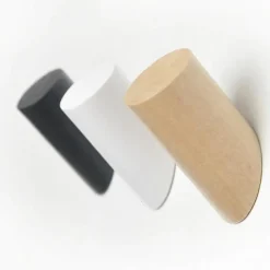 QUVIO Houten wand haakje - Wit - S - Set van 6