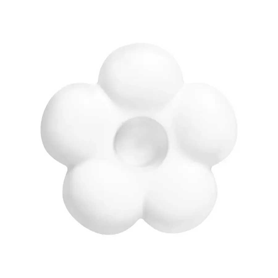 QUVIO Kandelaar bloemvorm - Klein - Keramiek - ø8,7 cm - Wit