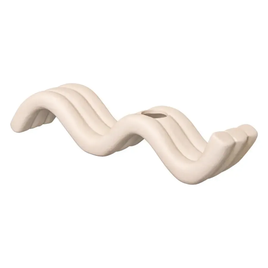 Kandelaars En Windlichten-QUVIO Kandelaar golvend - Keramiek - Beige