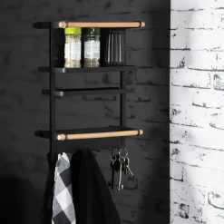 Wandrekken-QUVIO Keukenrekje metaal met magneet - Zwart