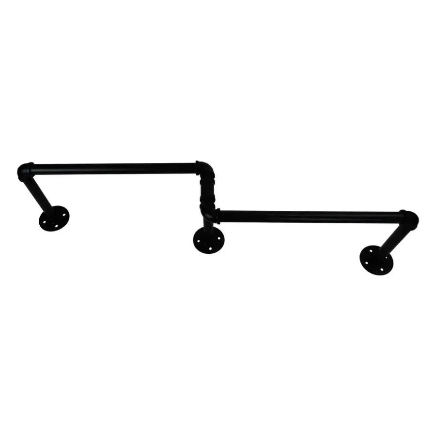 Kledingrekken|Kledingrekken-QUVIO Kledingrek wandmontage industrieel - Metaal - Zwart