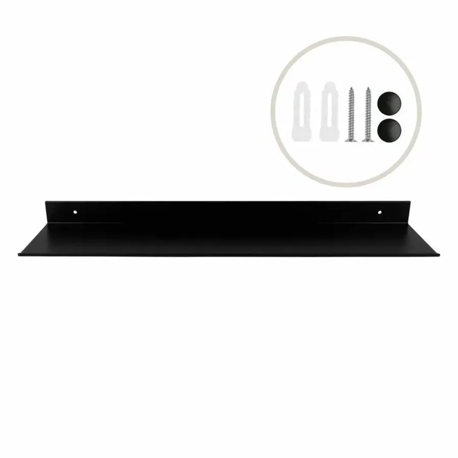 QUVIO Metalen muur plank - Zwart - 60 cm