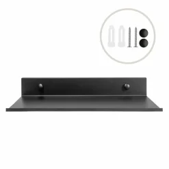 Wandplanken-QUVIO Muur plank staal - Zwart