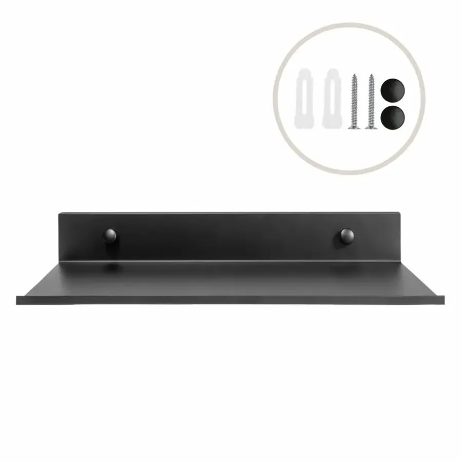 Wandplanken-QUVIO Muur plank staal - Zwart